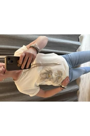 Fehér viragos megkötős felső