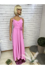 Pink virágos öves maxi