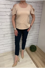 Nyitott vállú felső bézs