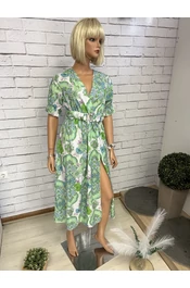 Zöld mintás öves ruha